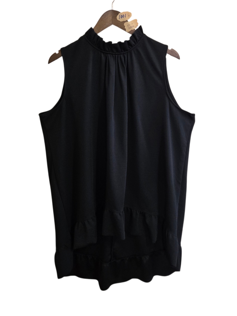 Lane Bryant Black Sleeveless Ruffle Mock-Neck Midi Dress